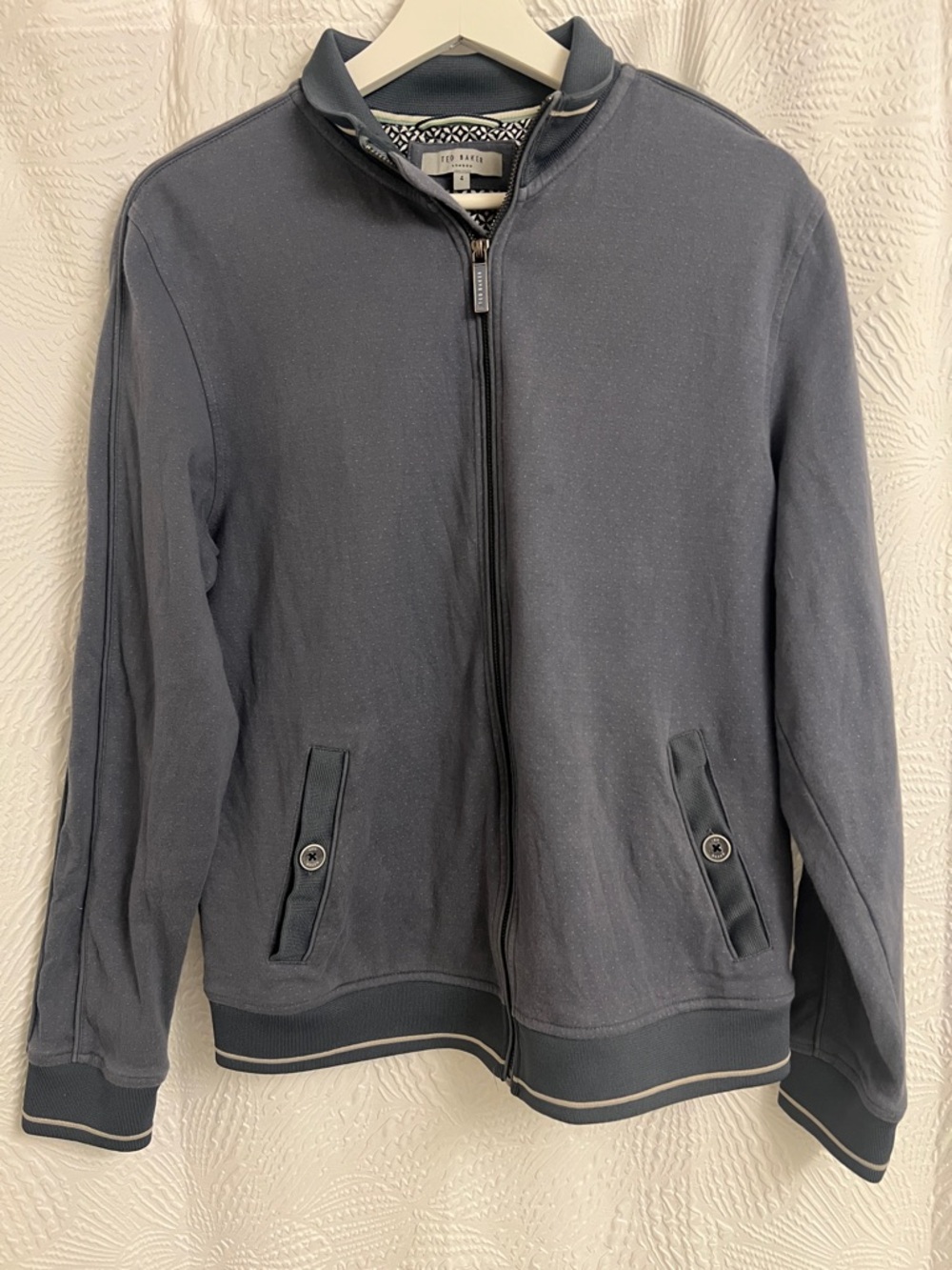 Ted Baker Navy Zip-Up Knit Jacket Men's Designer Sweater Size 4